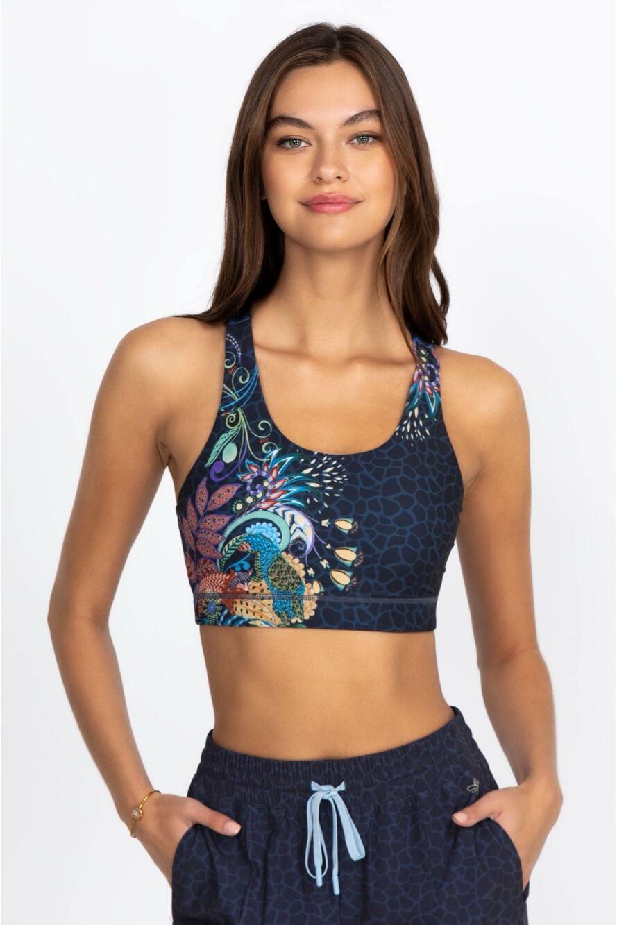 Johnny Was Active Seabrock Bee Active Racer Back Sports Bra XL EUC